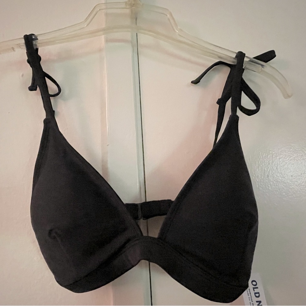 Black Tie Strap Swim Top